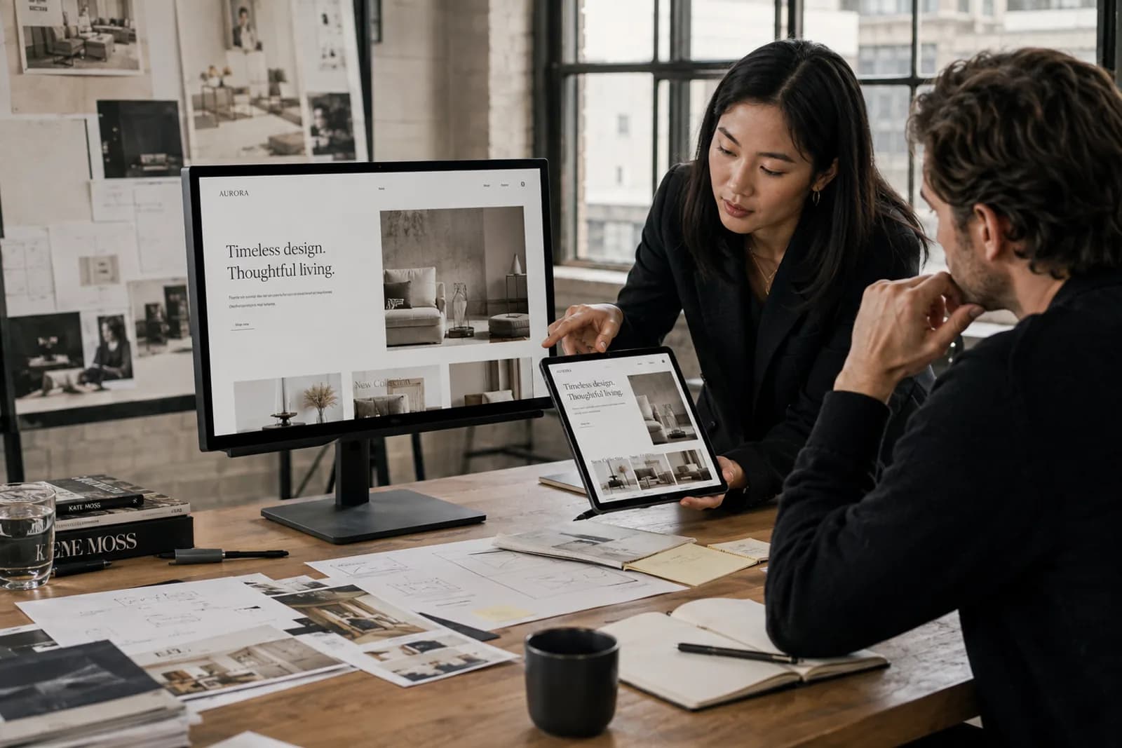 Framer Development workspace showing campaign workflow across responsive desktop, tablet and mobile screens
