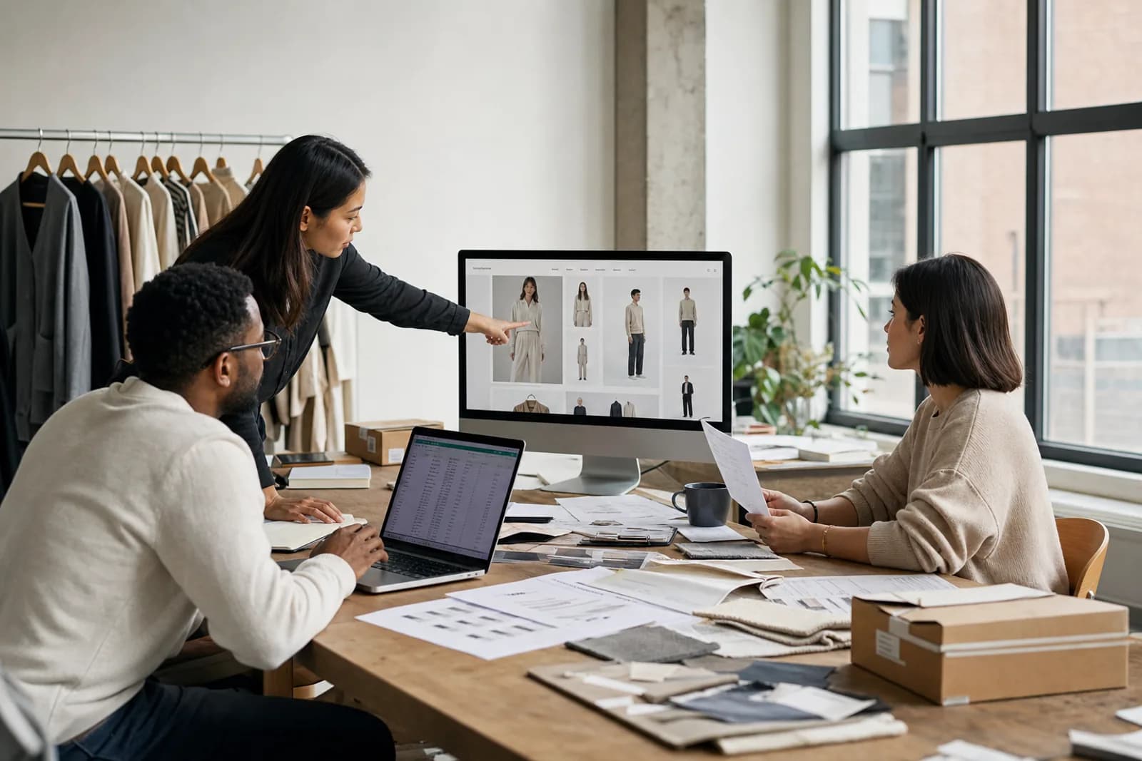Shopify Development workspace showing migration & growth across responsive desktop, tablet and mobile screens