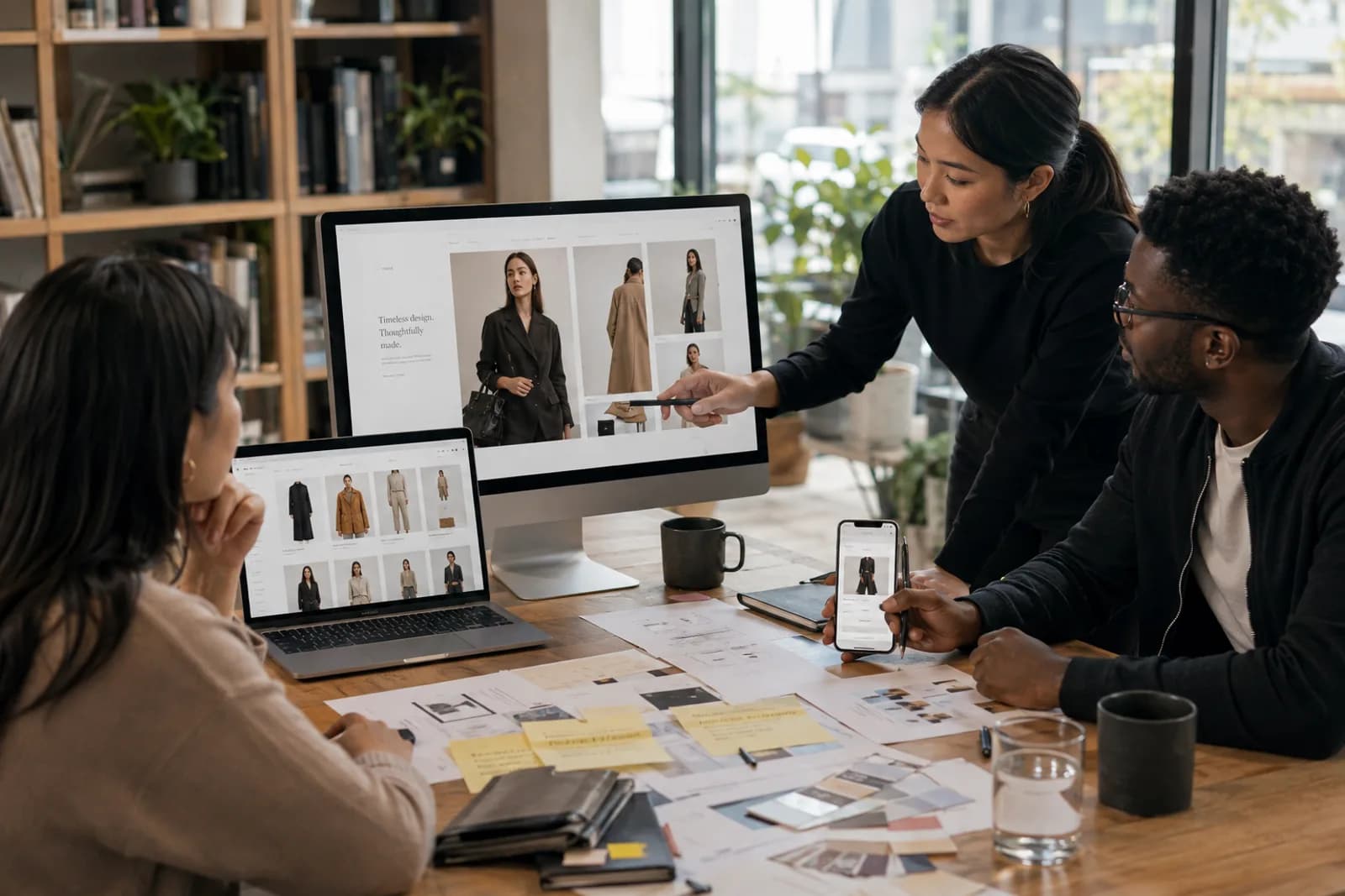 Wix Web Design workspace showing redesign & migration across responsive desktop, tablet and mobile screens