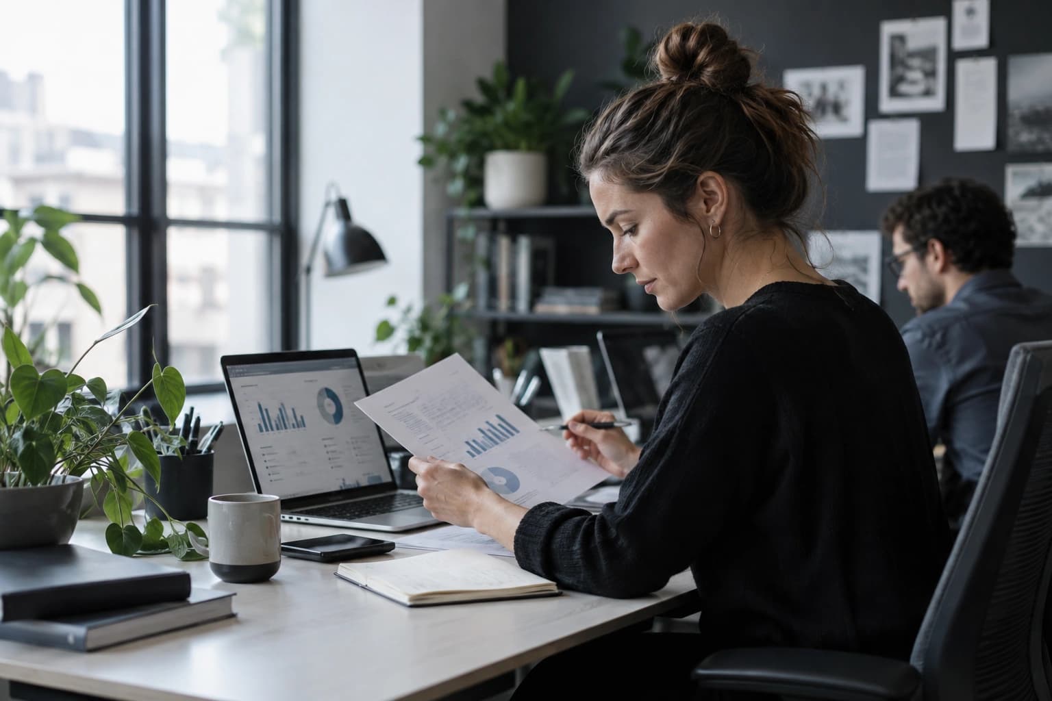 Marketing analyst comparing an anonymous report with website analytics
