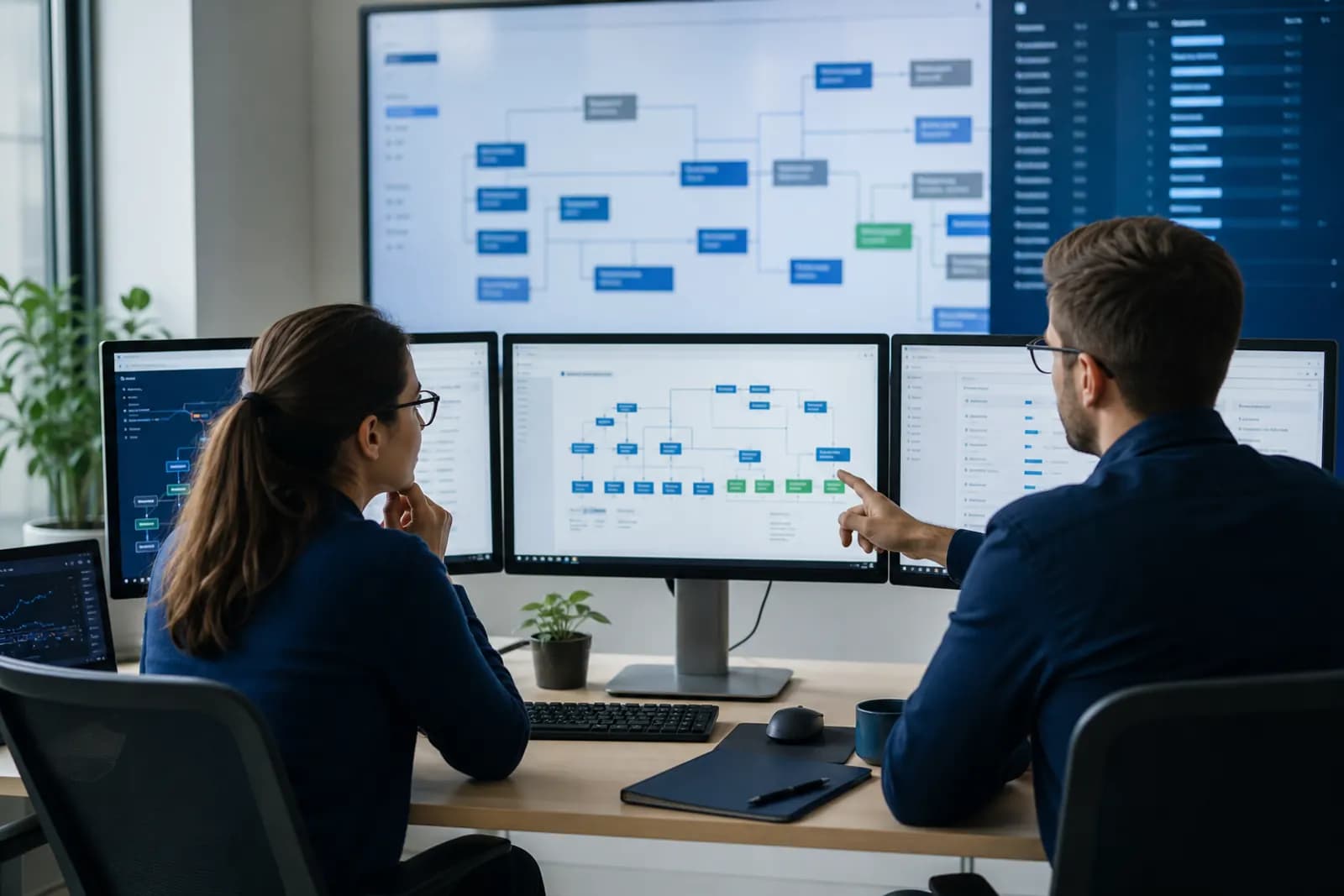 Technical team mapping a website content inventory and migration plan