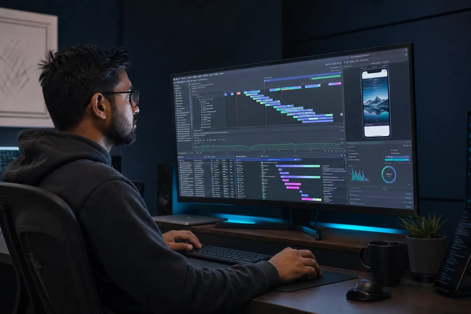 Performance engineer analyzing page loading and Core Web Vitals