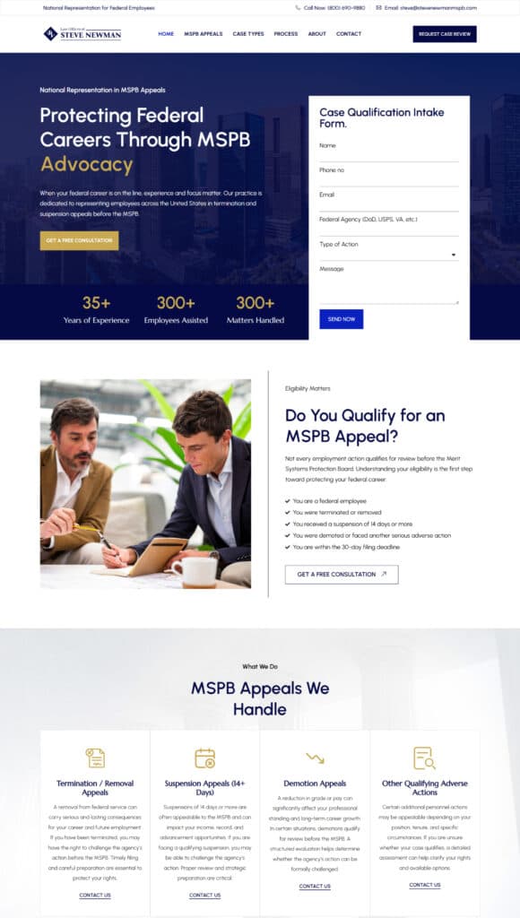 Federal employment law website design