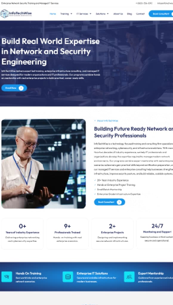IT Services & Cybersecurity Training Website Redesign