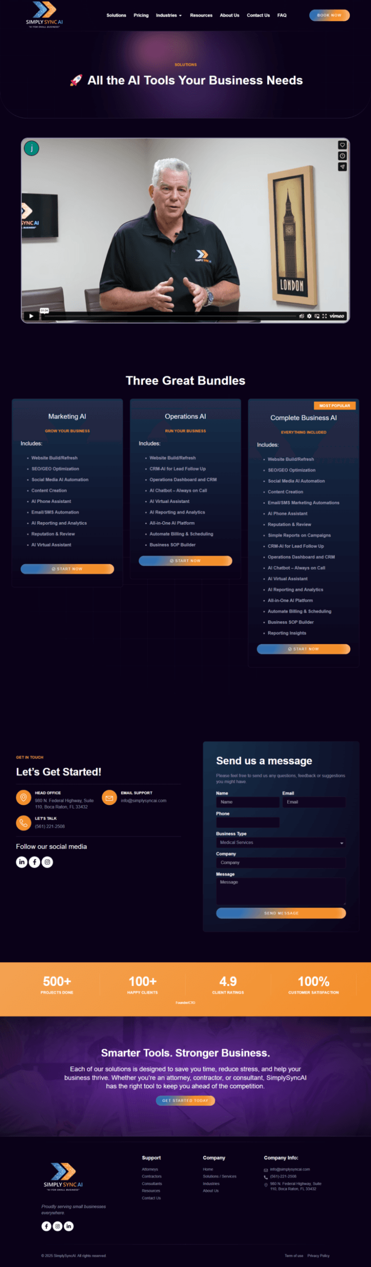 SimplySync AI homepage full-page screenshot