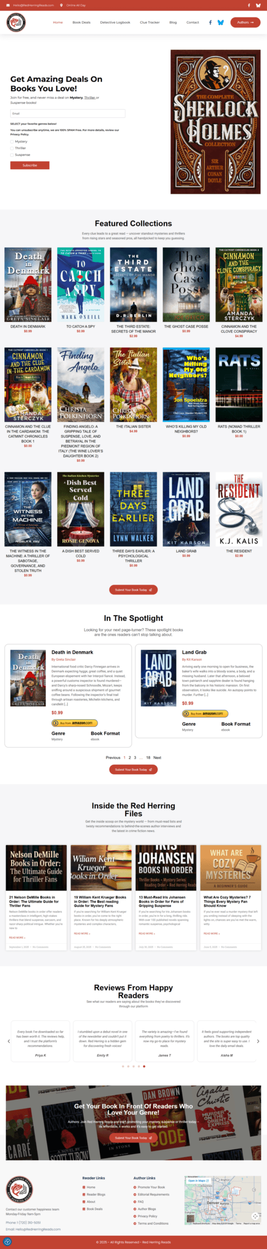 Red Herring Reads homepage full-page screenshot