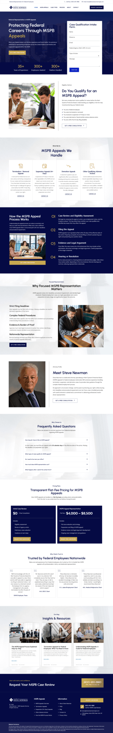 Steven Newman MSPB Appeals homepage full-page screenshot