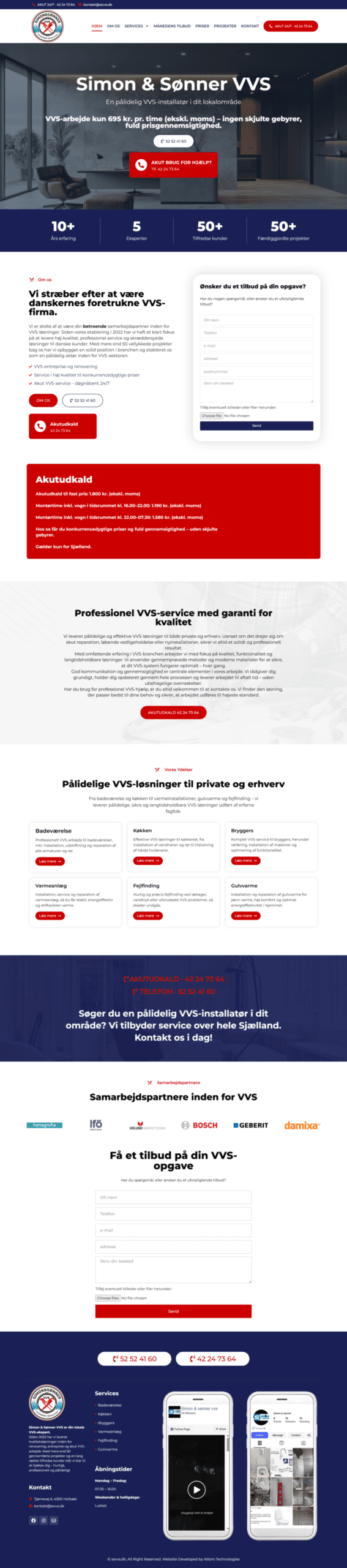 Simon & Sønner VVS homepage full-page screenshot