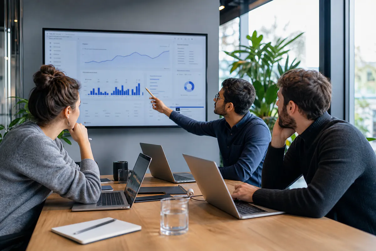 A SaaS product team reviewing application analytics